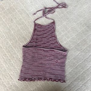 Ribbed red and white, forever 21 tank with ties